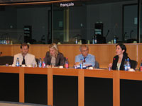 MEP Carl Schlyter, MEP Edith Mastenbroek, MEP Bill Newton Dunn, and Diana Rodriguez of Transparency International